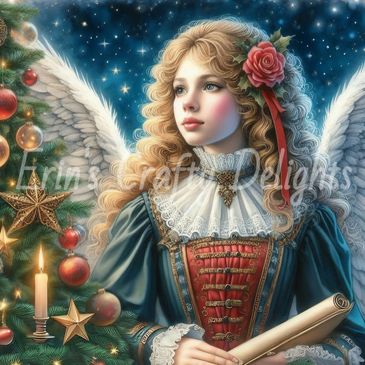 6 Sq Victorian Christmas Angel 8x8 Printable