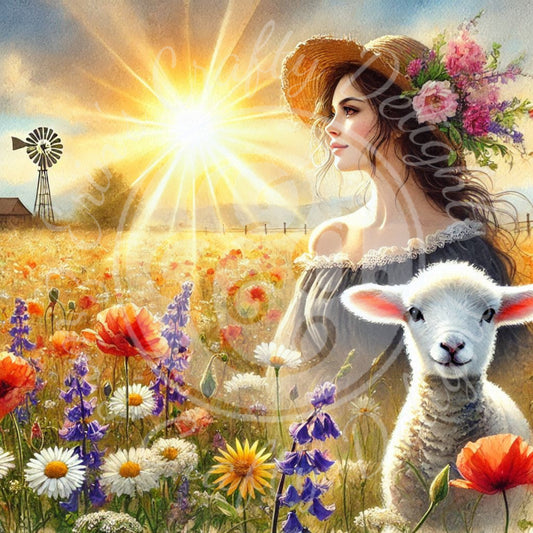 6 Spring Woman & Lamb