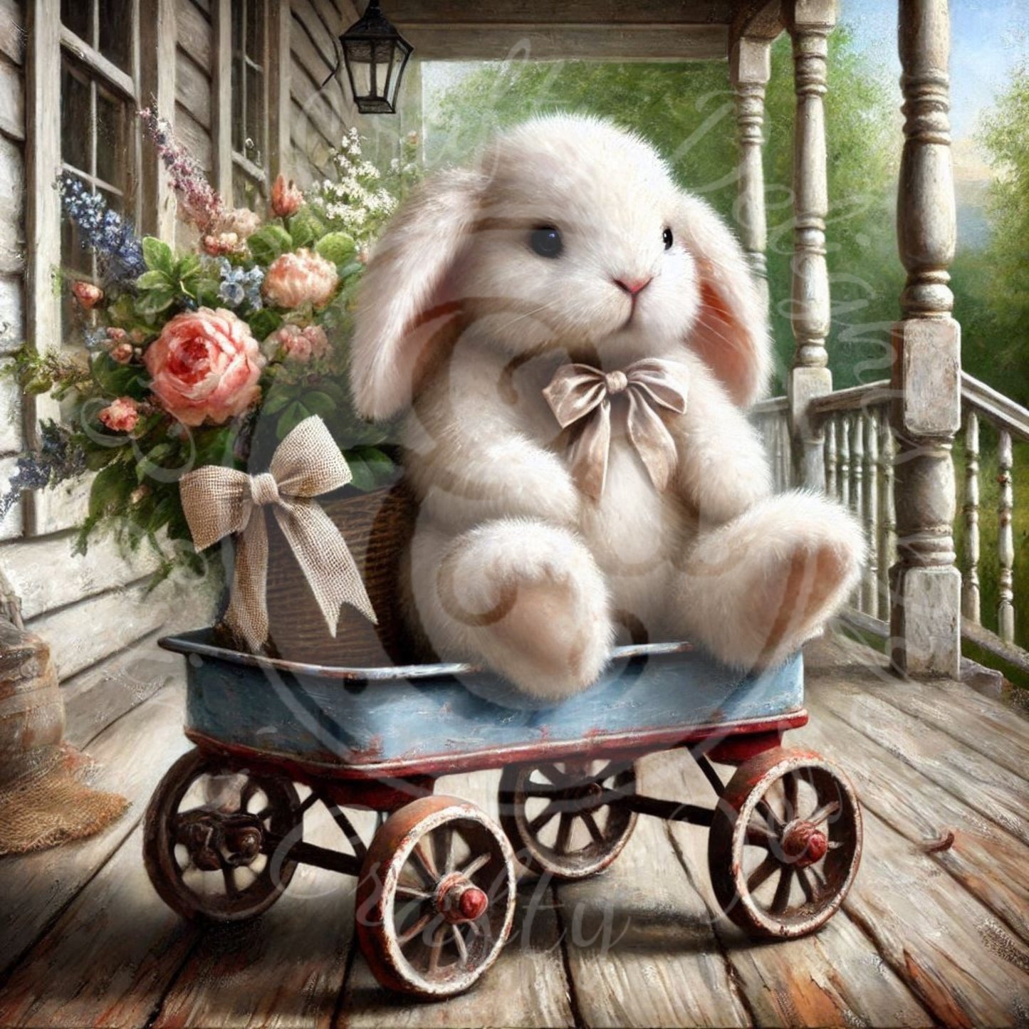 7 Bunny in a Toy Wagon