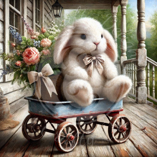7 Bunny in a Toy Wagon