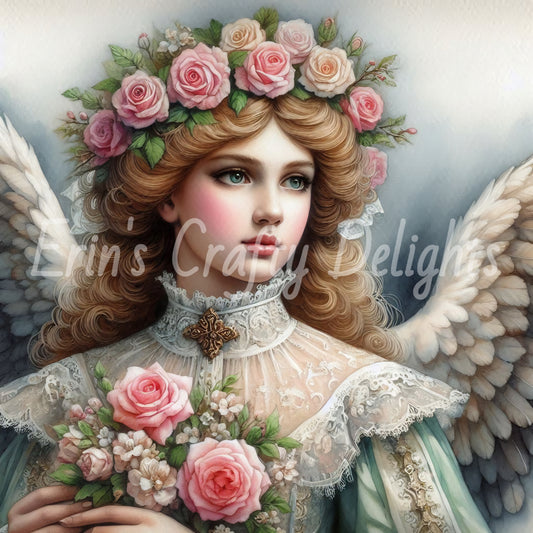 8 Sq Victorian Angel 8x8 Printable
