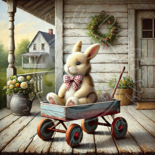 8 Bunny in a Toy Wagon