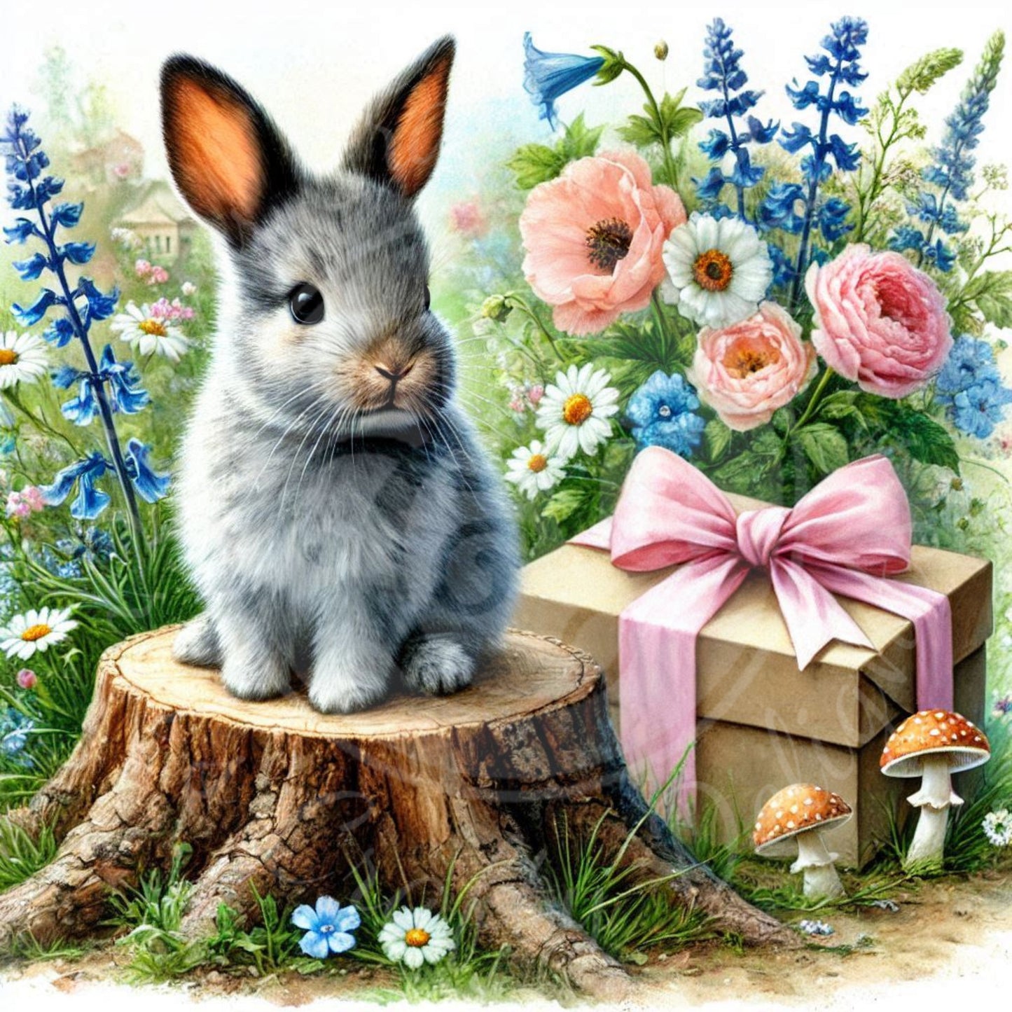 8 Bunny in the Flower Garden