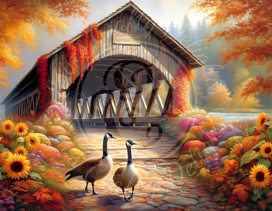 8 H Autumn Covered Bridge 8x10 Printable