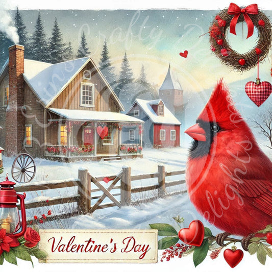 8 Valentine Cardinal and Farmhouse