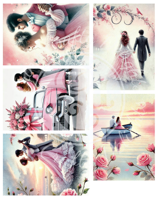 8 Valentine's Day ATC Artistic Trading Cards Backgrounds