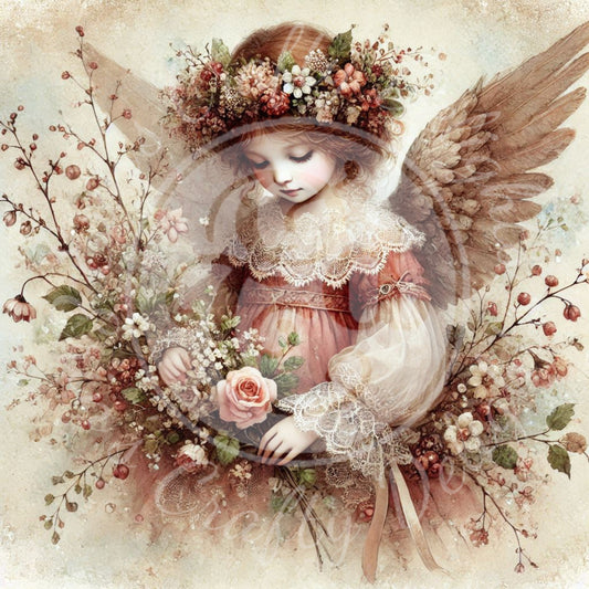 1 Sq Spring Angel Child 8x8 Printable