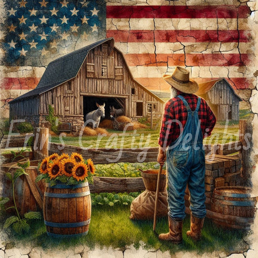 American Farmer and Donkeys Set