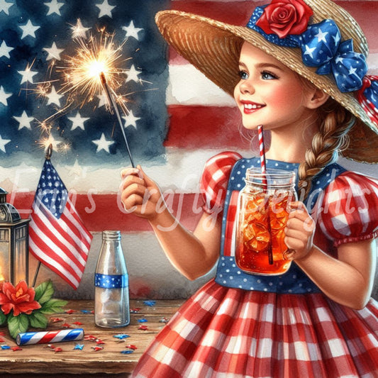 American Girl with Sparkler 1