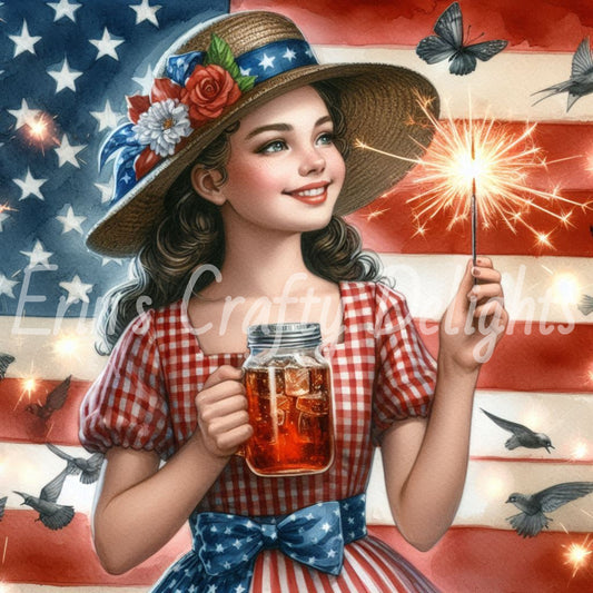 American Girl with Sparkler 2