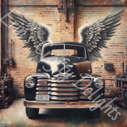 Vintage Angel Wing Black Truck 1