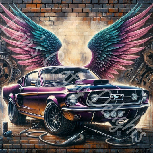 Vintage Angel Wing Purple Mustang 2