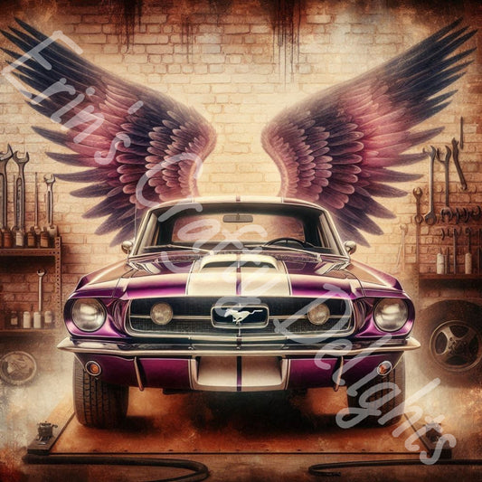 Vintage Angel Wing Purple Mustang 3