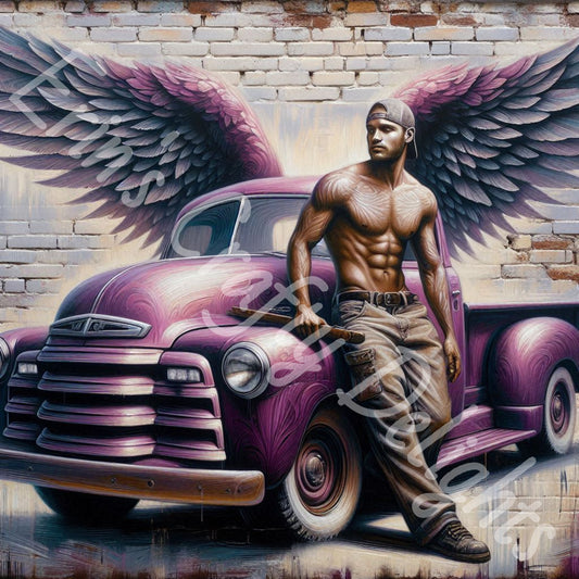 Vintage Angel Wing Purple Truck 1