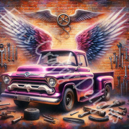 Vintage Angel Wing Purple Truck 2