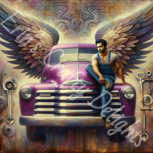 Vintage Angel Wing Purple Truck 3