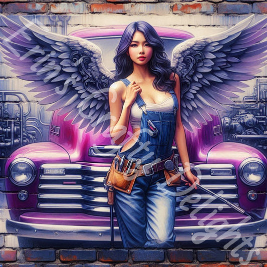 Vintage Angel Wing Purple Truck 4