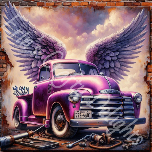 Vintage Angel Wing Purple Truck 5
