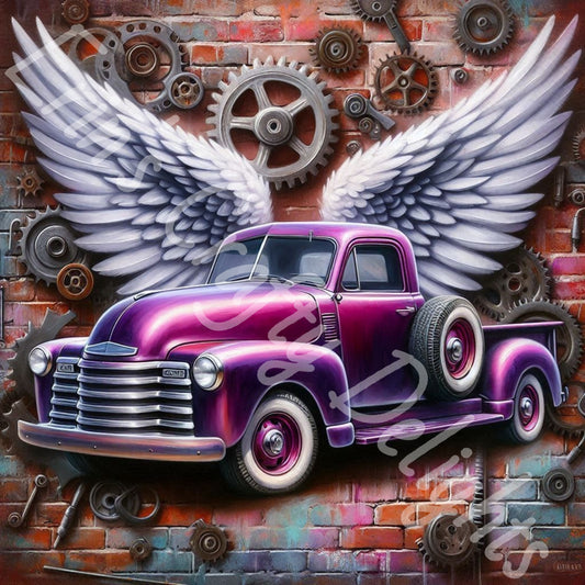 Vintage Angel Wing Purple Truck 6