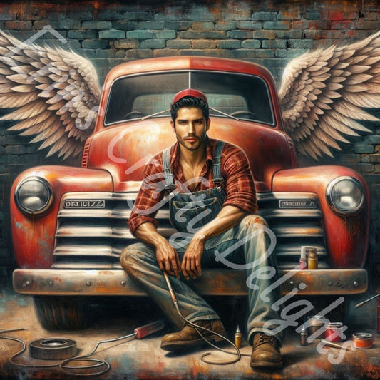 Vintage Angel Wing Red Truck 3
