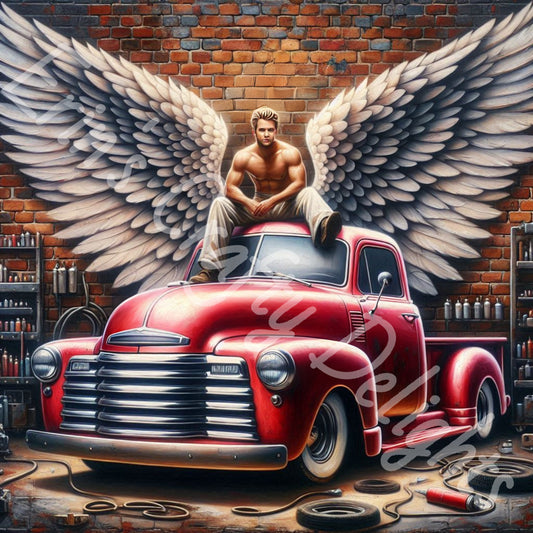 Vintage Angel Wing Red Truck 4