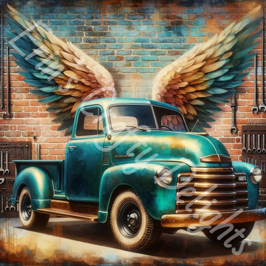 Vintage Angel Wing Turquoise Truck 1