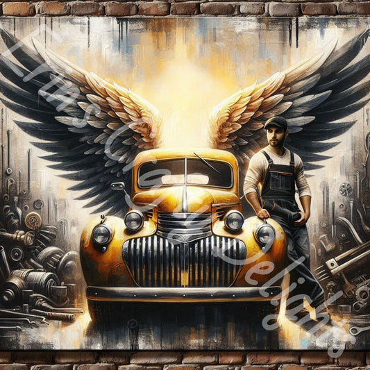 Vintage Angel Wing Yellow Truck 3