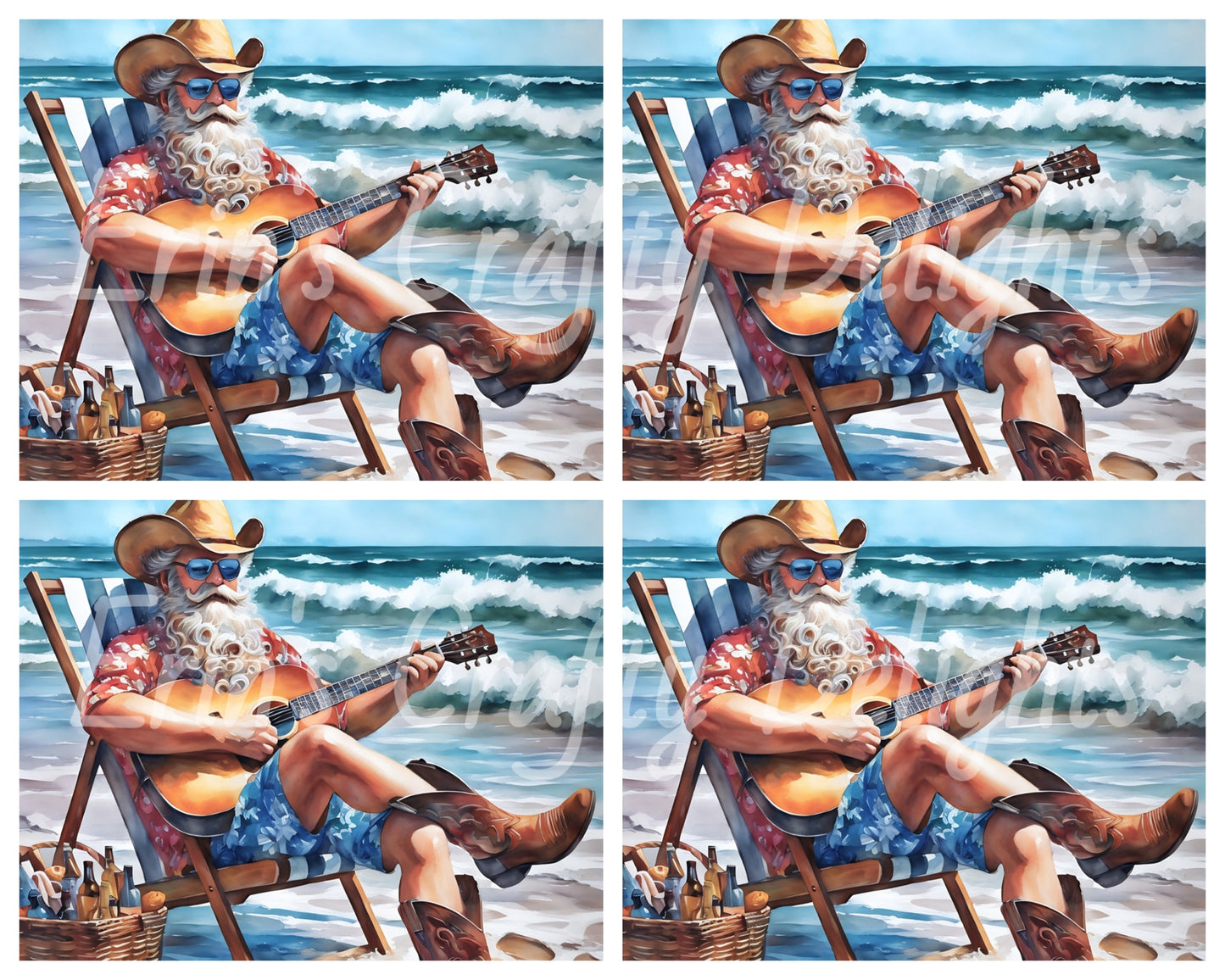 Beach Cowboy Santa & Guitar 2