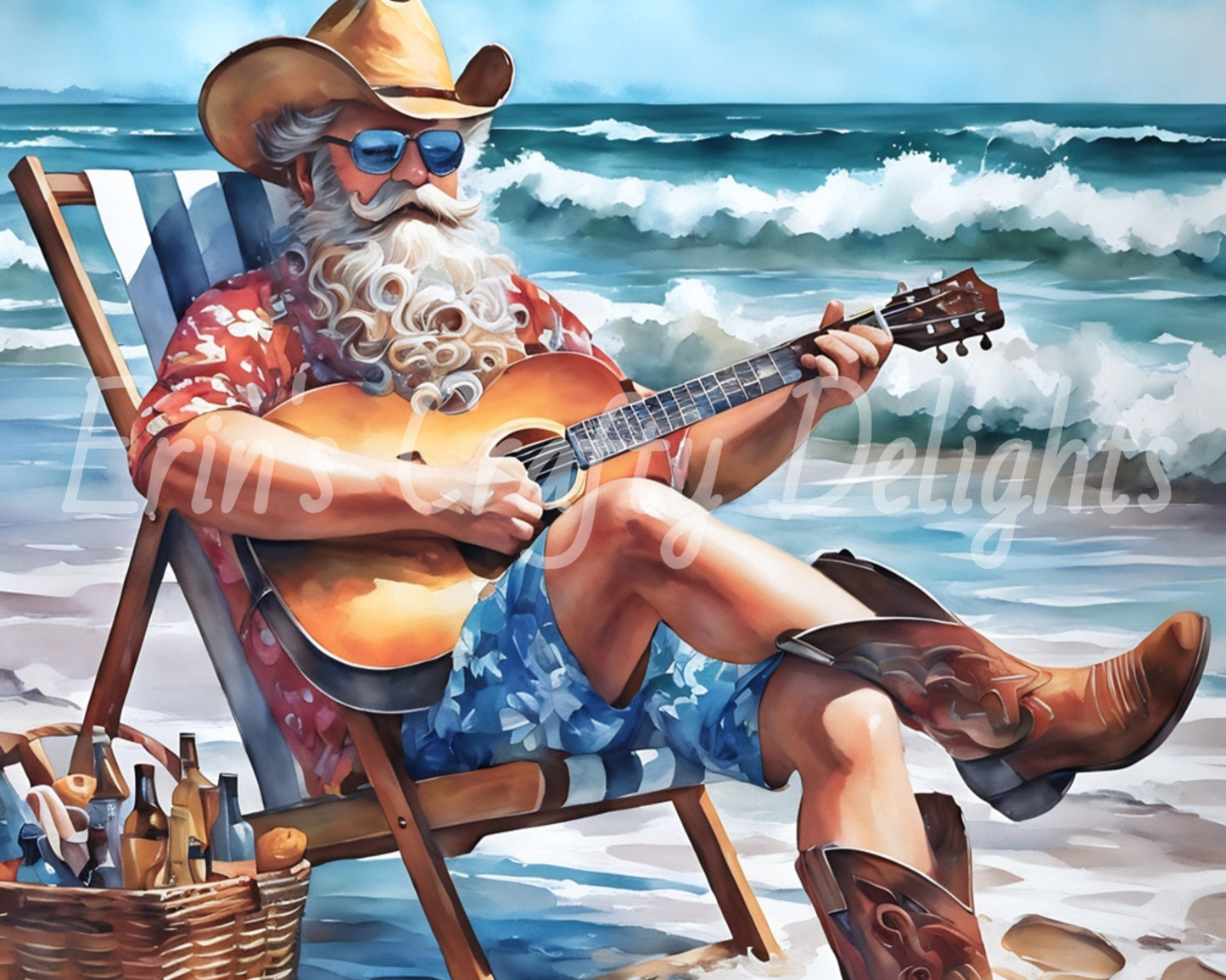 Beach Cowboy Santa & Guitar 2