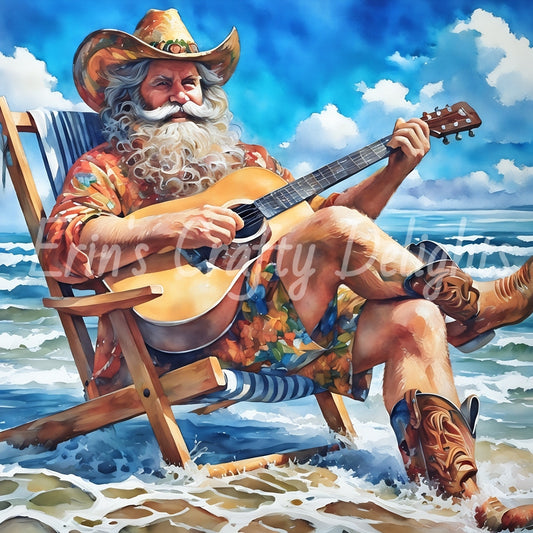 Beach Cowboy Santa & Guitar 3