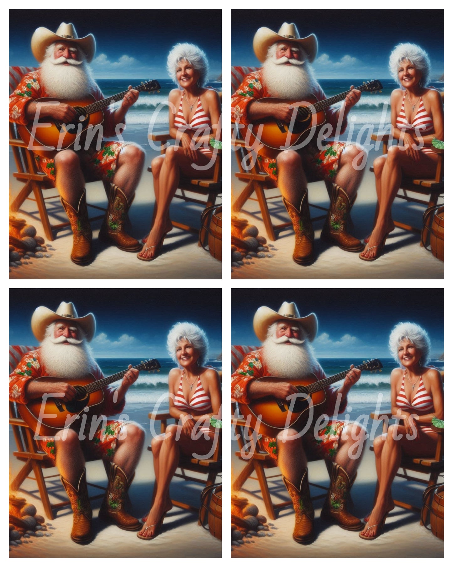 Beach Cowboy Santa & Mrs Claus 1
