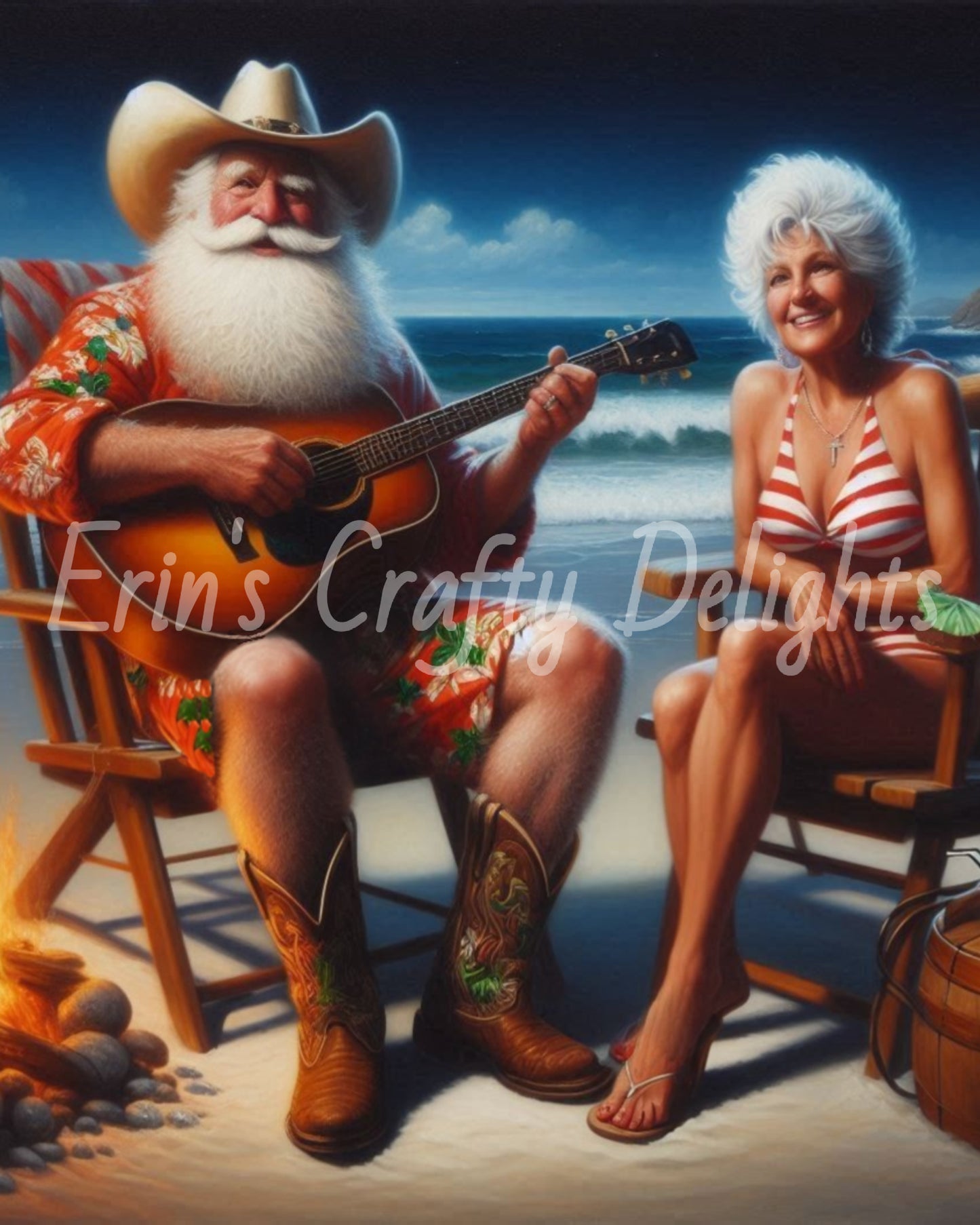 Beach Cowboy Santa & Mrs Claus 1
