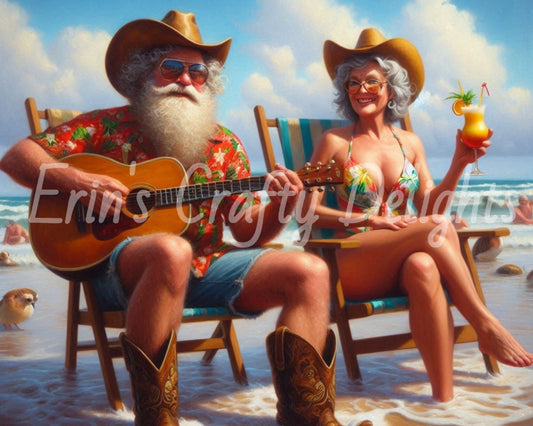 Beach Cowboy Santa & Mrs Claus 2