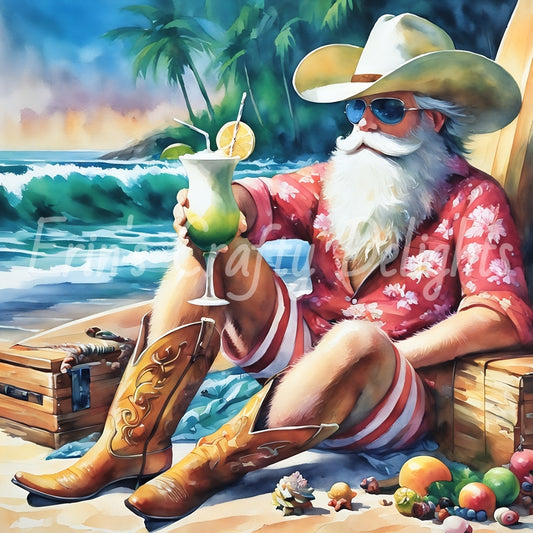 Beach Cowboy Santa & Surf Board 10