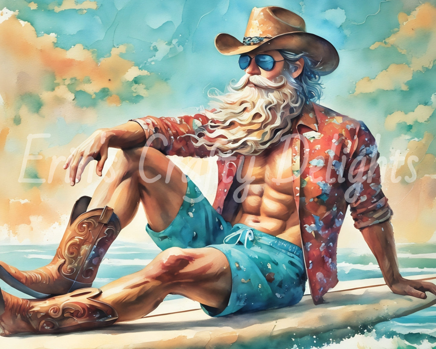 Beach Cowboy Santa & Surf Board 4