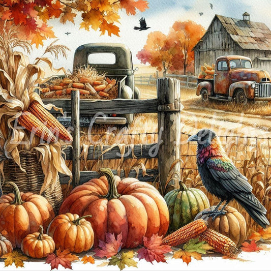 11 MS Crow, Pumpkins & Truck Mix Size Downloadable Printable Set