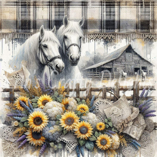 Gray and Black Tartan Horses 3