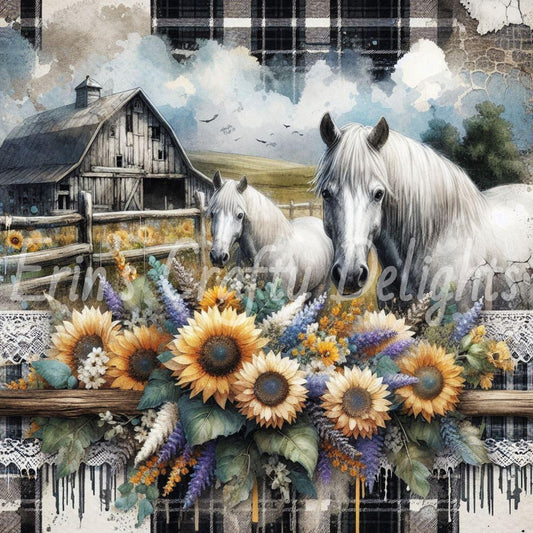 Gray and Black Tartan Horses 4
