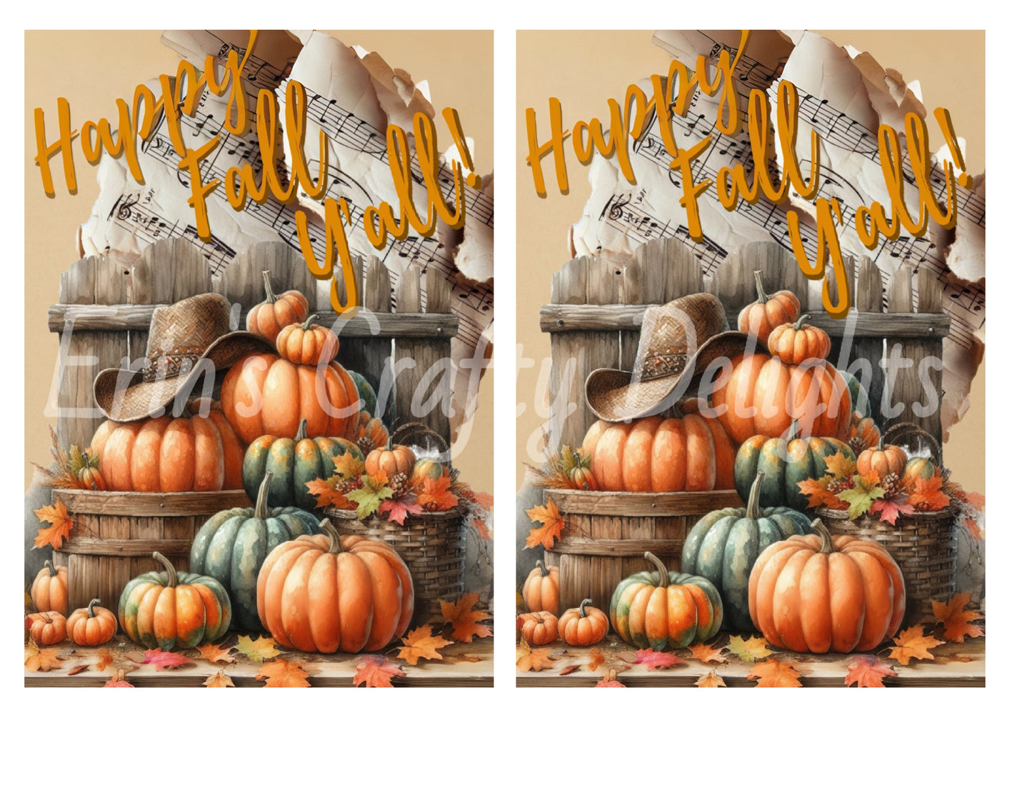 Happy Fall Y'all Pumpkins & Cowboy Hat Set