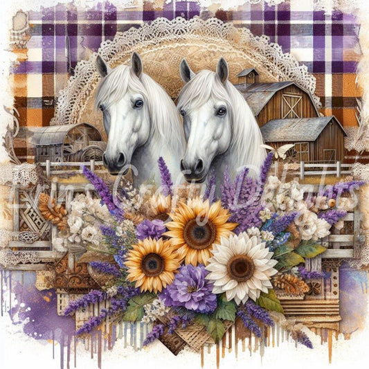 Lavender and Brown Tartan Horses 1