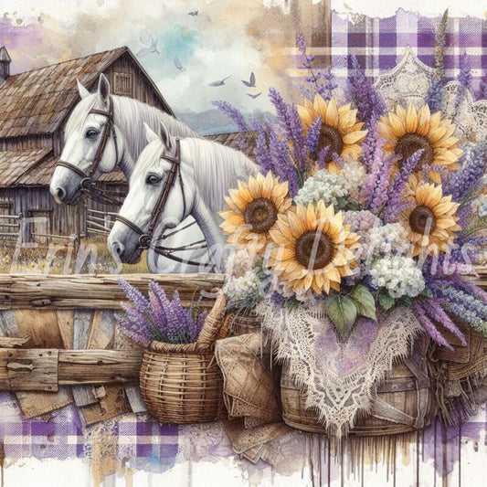 Lavender and Brown Tartan Horses 2