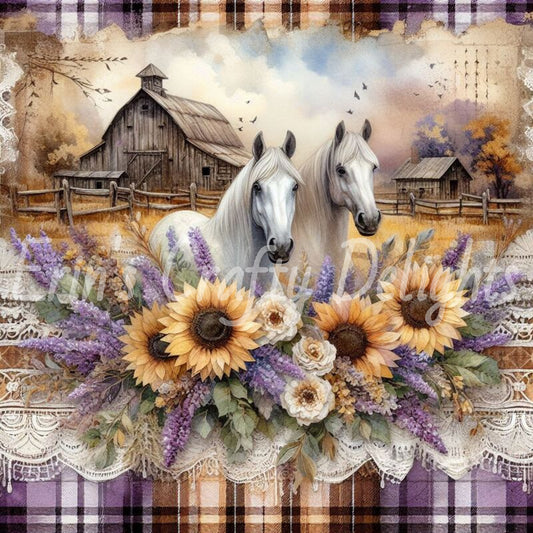 Lavender and Brown Tartan Horses 4
