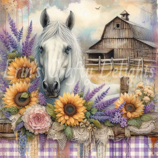 Lavender Gingham Horses 2