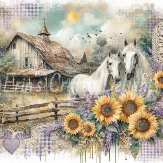 Lavender Gingham Horses 3