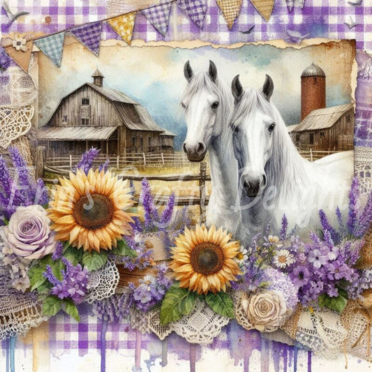 Lavender Gingham Horses 4