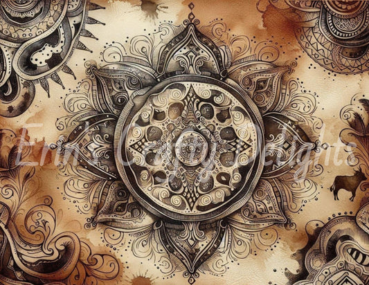 Mandala on Cow Hide 1