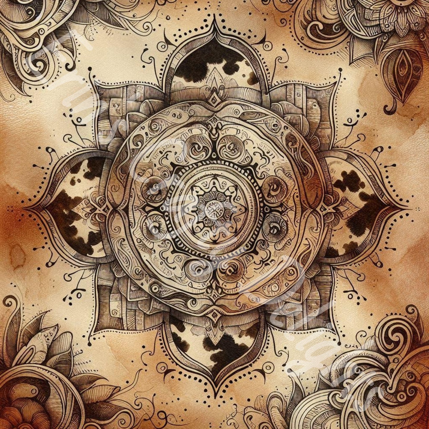 Mandala on Cow Hide 3