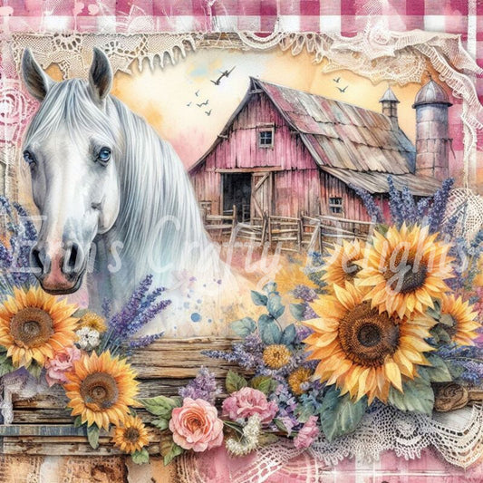 Pink Gingham Horses Set