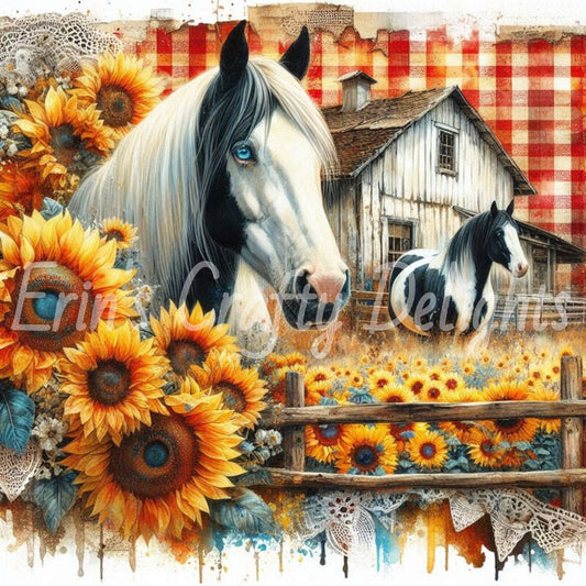 Red Gingham Horses 10