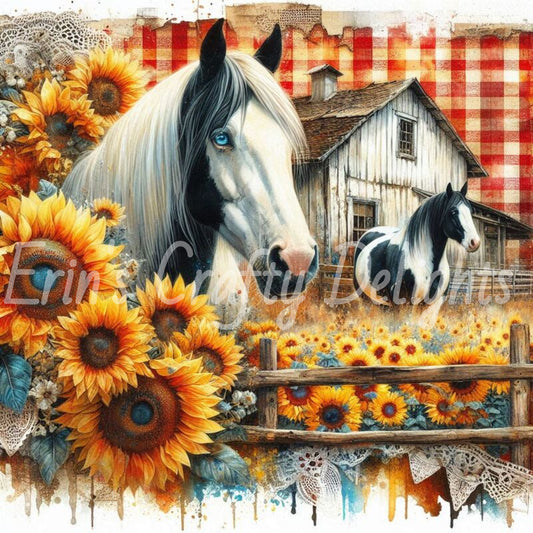 Red Gingham Horses Set 2